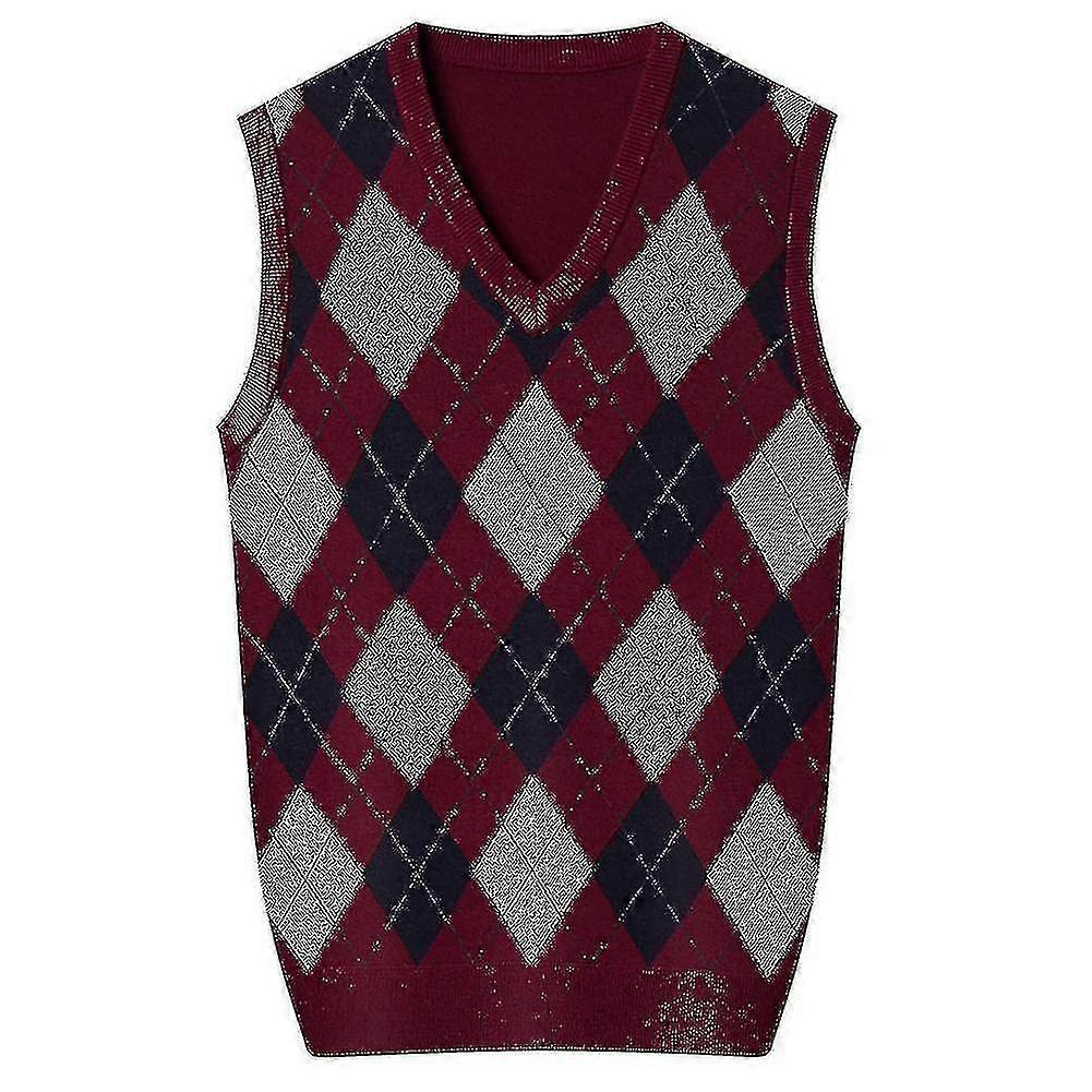 Mens Cashmere Pullover Wool Blend Sleeveless Knit V-neck Sweater