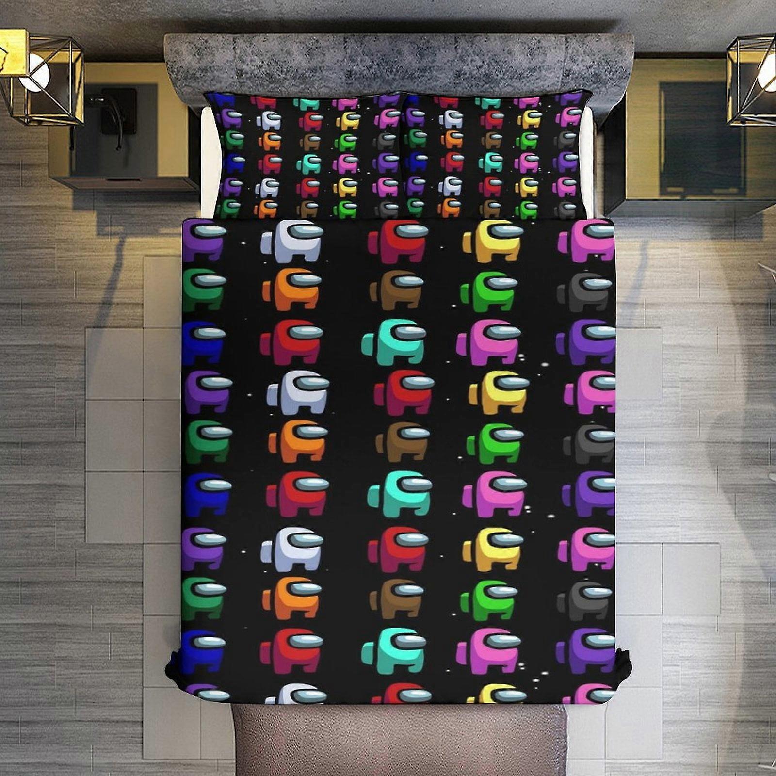 v590 Lençóis de Cama Conjunto de Cama de 3 Peças, Entre NósConjunto de Conforto para Crianças Meninos Adolescentes Tween 3D Conjuntos de Cama de Microfibra Leve (1 Capa de Edredom, 2 Pi