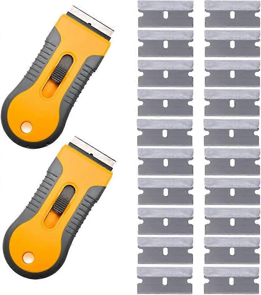 2pcs Scrapers with 20 Knives - Ceramic Scraper/Auto Foil Scraper/Glass Scraper/Hob Scraper/Vignette Scraper