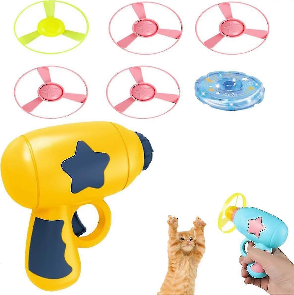 Helicopter Cat Toy, Flying Helicopter Disk Cat Toy, Funny Flying Helicopter Disk Shooter Cat Playing Tracking Interactive Toys
