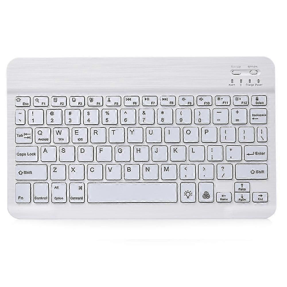 Teclado Retroiluminado Bluetooth Portátil Slim Universal 7-cores - 10 polegadas Branco