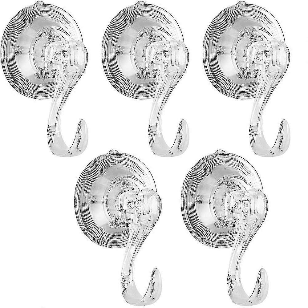 5 Pack Vacuum Suction Cup Hooks, Clear Reusable Heavy Duty