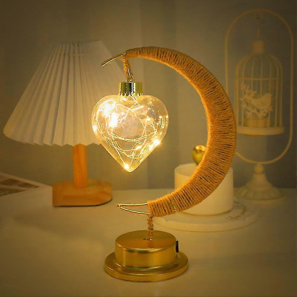 Enchanted Lunar Lamp, Led Iron Moon Star Table Lamp, Usb/battery Powered Moon Light, Ramadan Decorations Night Light