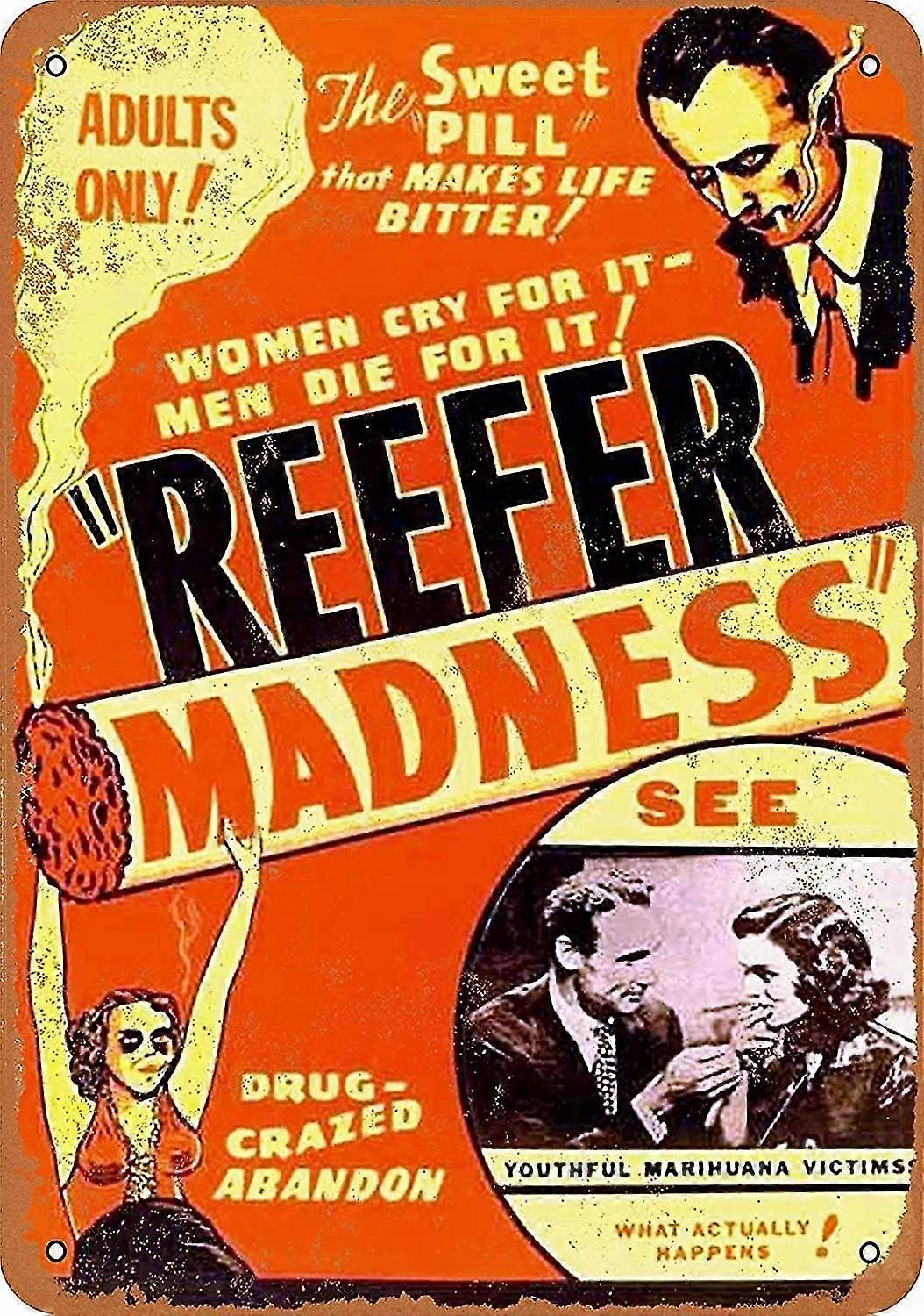 8x12 polegadas OU 12x16 polegadas sinal de metal - Reefer Madness Movie - Vintage Wall Decor Art Mode 2332