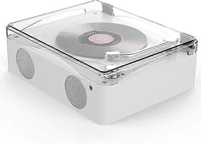 Portable CD player, Bluetooth music player with remote control, dual stereo speakers, transparent dust cover, rechargeable, supports CD, headphones, U