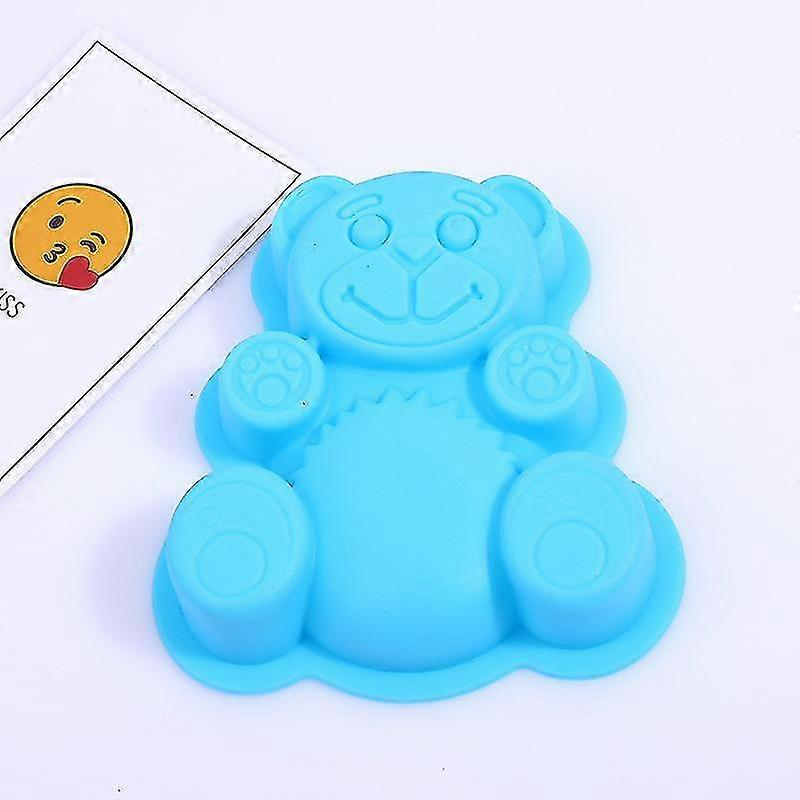 2 Pack 3d Bear Shaped  Novelty Silicone Cake Pan For Kids Blue