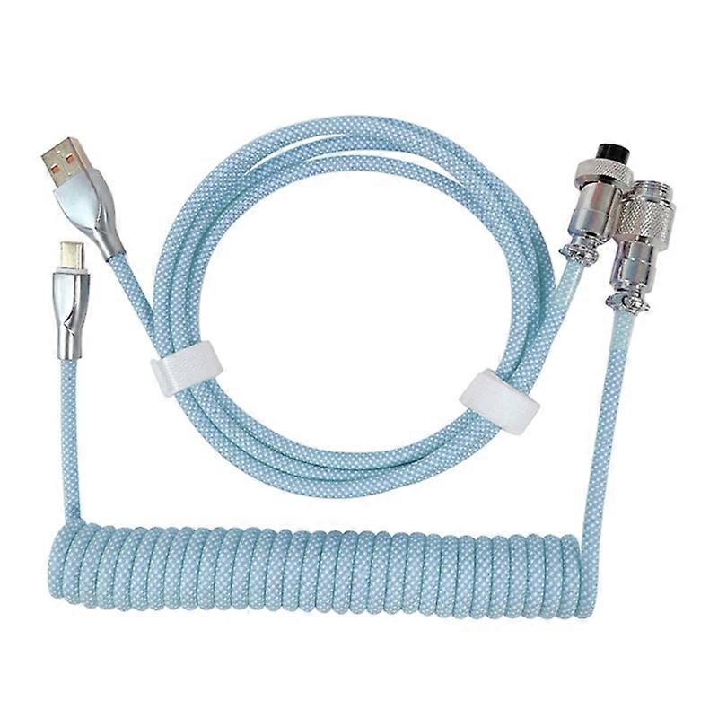 2 in 1 Coiled Aviator Wire Type-C to USB Cable for Keyboard Aviation Connector