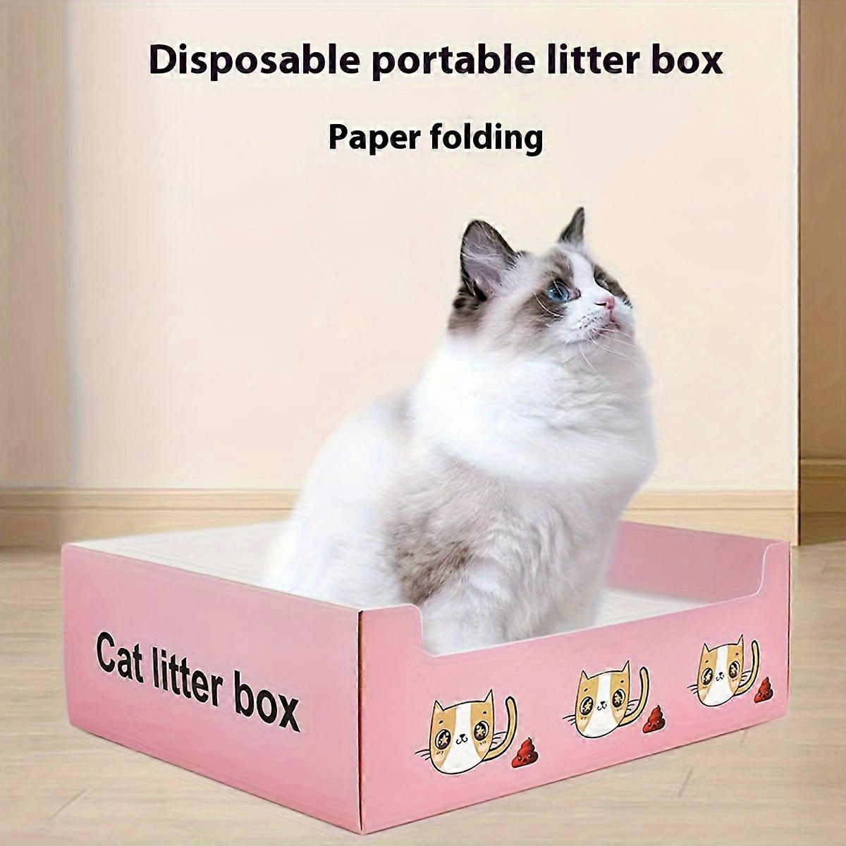 "Durable" Portable Folding Cat Litter Box - Square, Easy-Clean Cardboard Material For Indoor/Outdoor Use