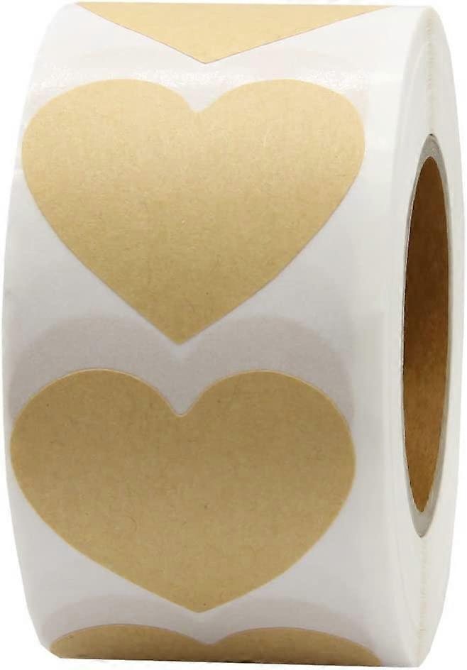 Heart Shape Natural Kraft Paper Permanent Stickers 1.5" Color Coded Dot Labels 500 Stickers per Roll
