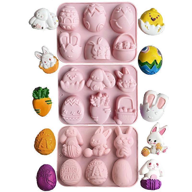 3pcs Easter Moulds Easter Egg Mould Easter Silicone Chocolate Mould Baking Moulds