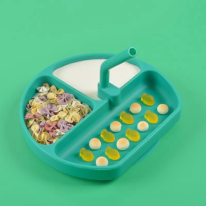 Assiette à dîner en silicone pour enfants Compartiment pour complément alimentaire pour bébé Bol Vaisselle d'alimentation anti-chute intégrée Assiette à dîner pour bébé POP