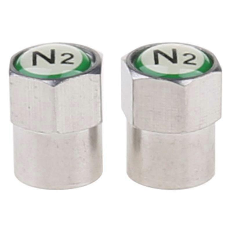 2Pcs/Set Chrome Car Auto TPMS Valve Stem Cap N2 Nitrogen Tire Insert Cover
