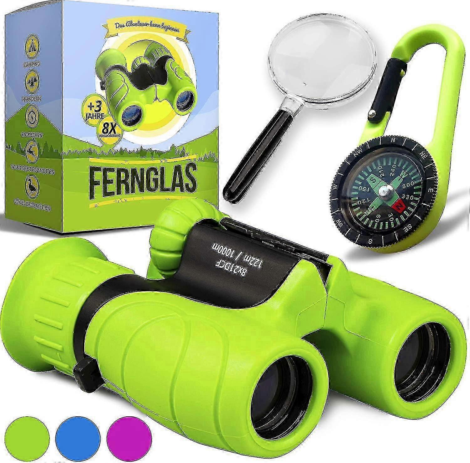 Kids Binoculars-8x21-complete Set With Magnifying Glass For 4 5 6 7 8 Year Old Boys Girls