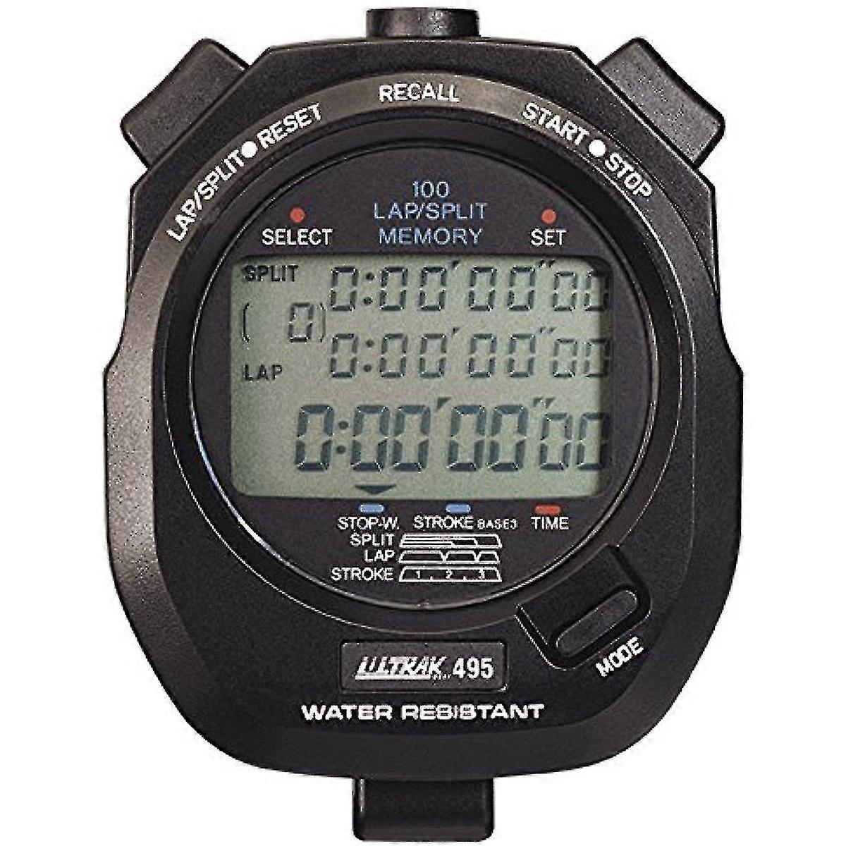 Ultrak 495 - 100 Dual Split Memory Stopwatch - Black-xinhan