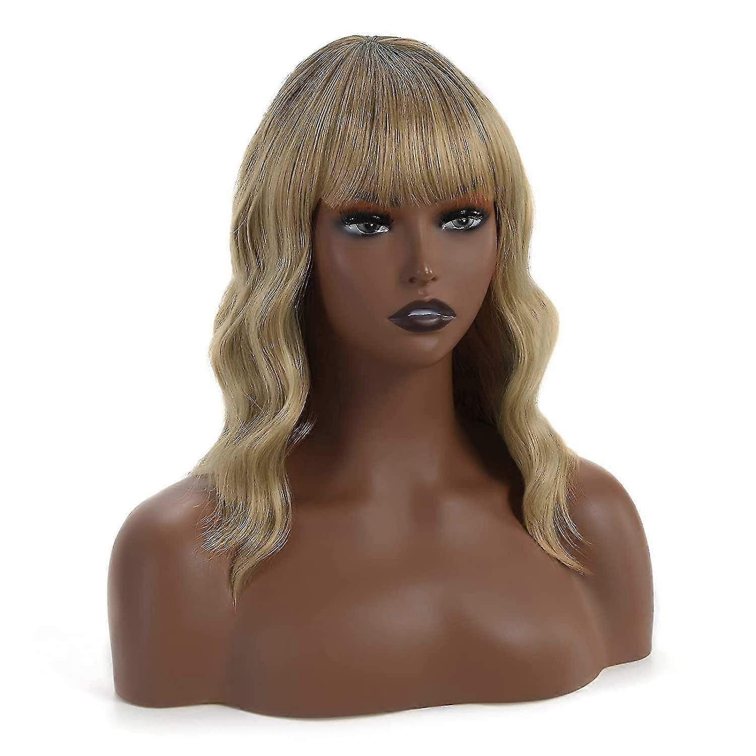 Ombre Blonde Wig With Bangs,  Short Bob Wigs For