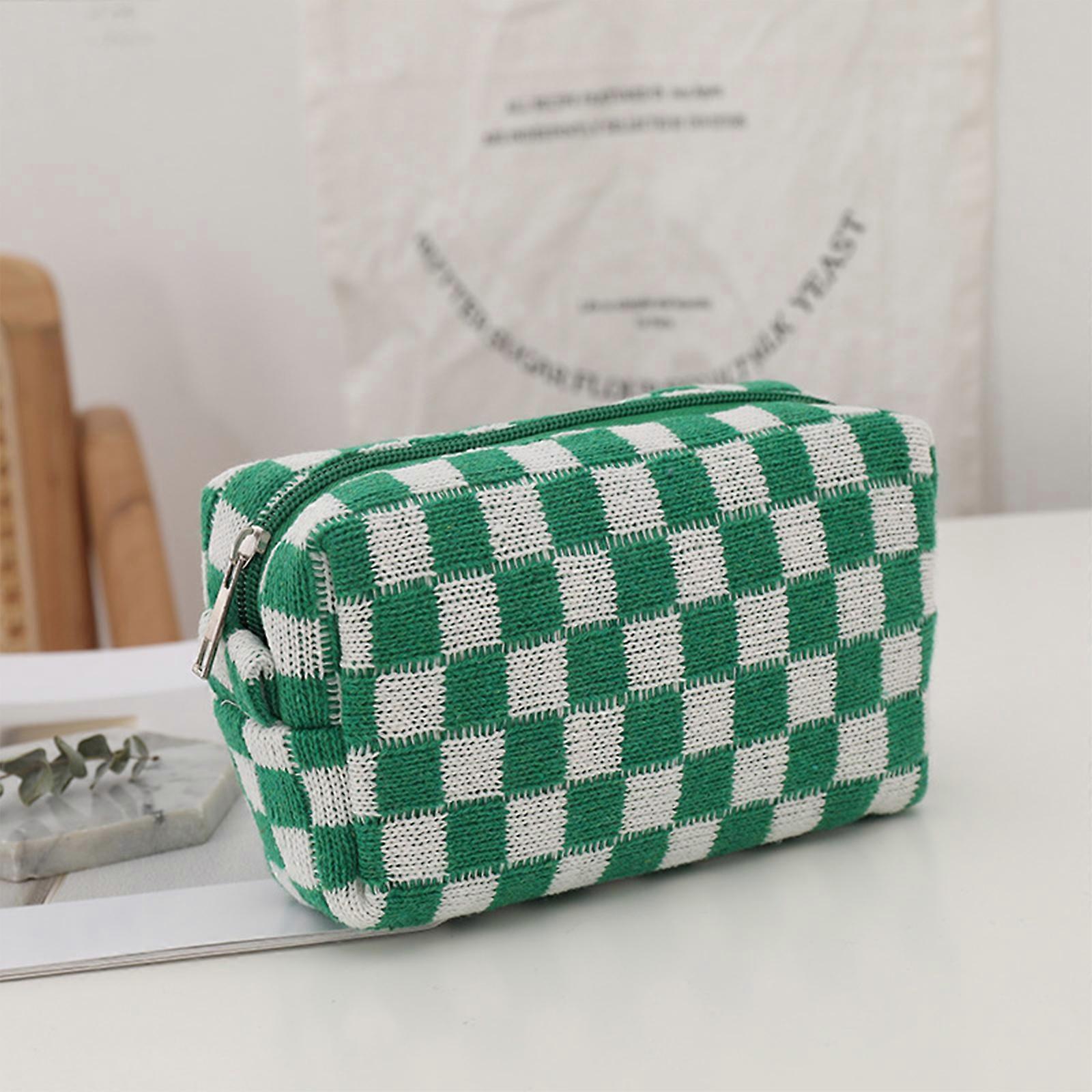 Storage Products Desk Accessories Knitted Lattice Checkerboard Multicolor Wool Checkered Organizer Bag Pencil Case