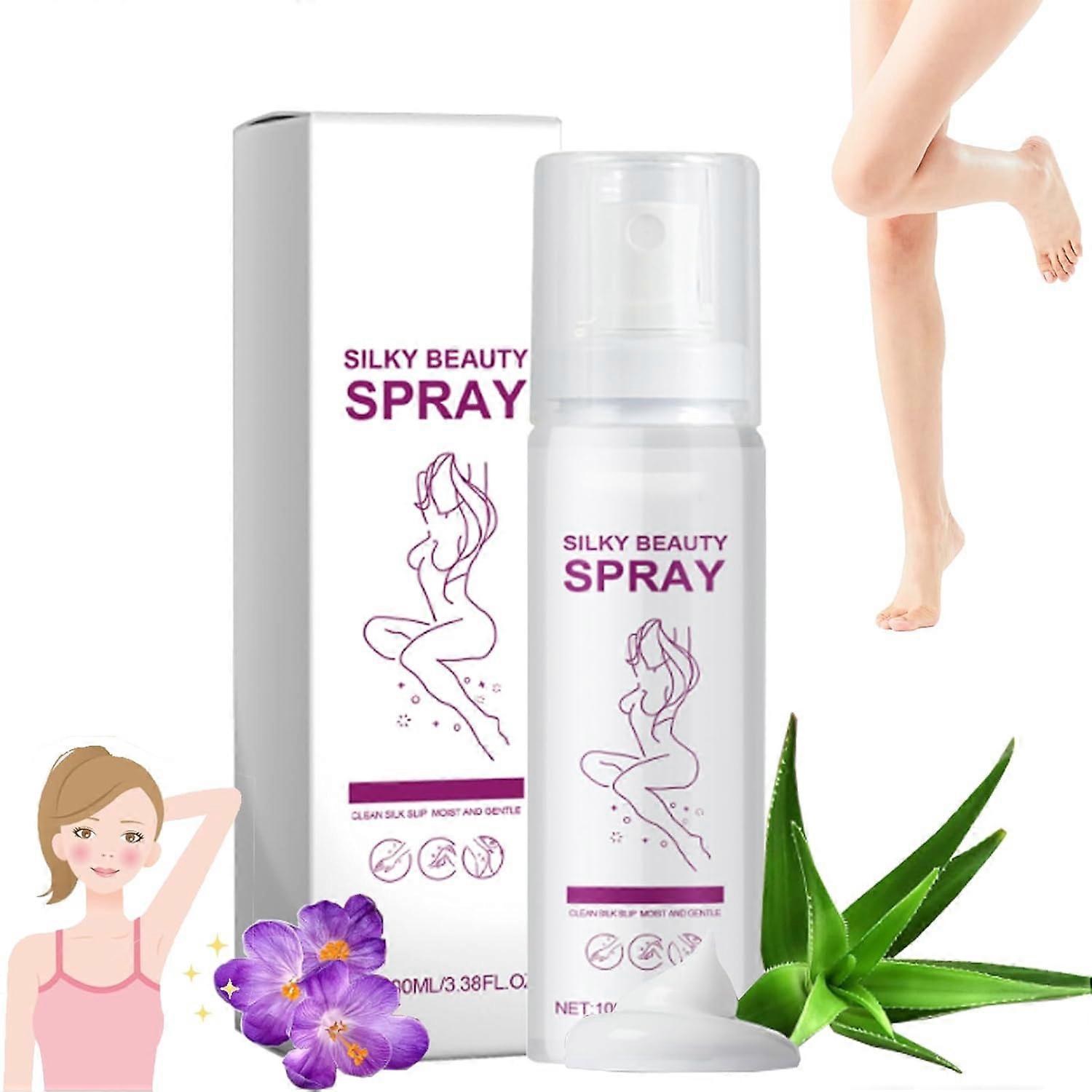 Silky Beauty Spray Depilador, 100ml Silky Beauty Spray Αποτρίχωση, Απαλό &; Γρήγορο Σπρέι Αποτρίχωσης Σώματος για Γυναίκες Άνδρες