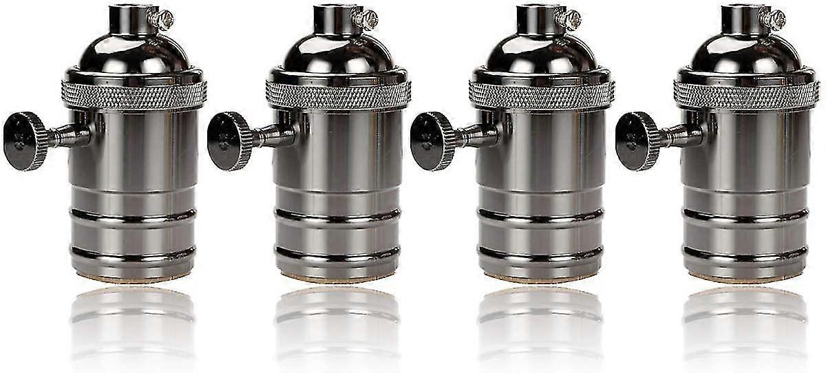 4pcs Edison Vintage Socket E27 Lamp Adapter With Switch Retro Vintage Chandelier Cordless Black