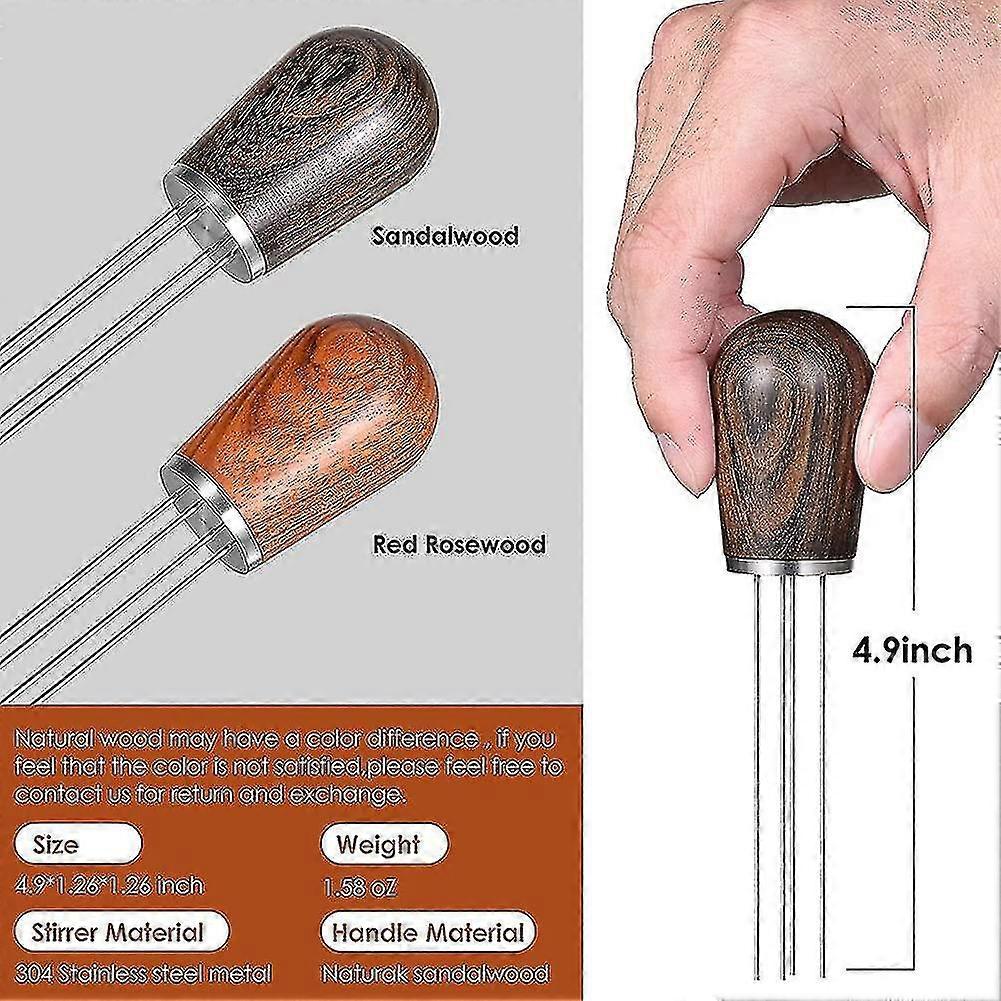 Espresso Coffee Stirrer, Coffee Stirring Tool For Espresso Distribution, Natural Wood Handle And Stand,1pcsred-brown