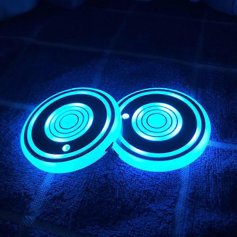 2Pc Led Car Cup Holder Bottom Pad LED Light Cover Trim Atmosphere Lamp Lights Anti-slip Mat Colorful Light Coaster  Car light Motor Vehicle Lighting