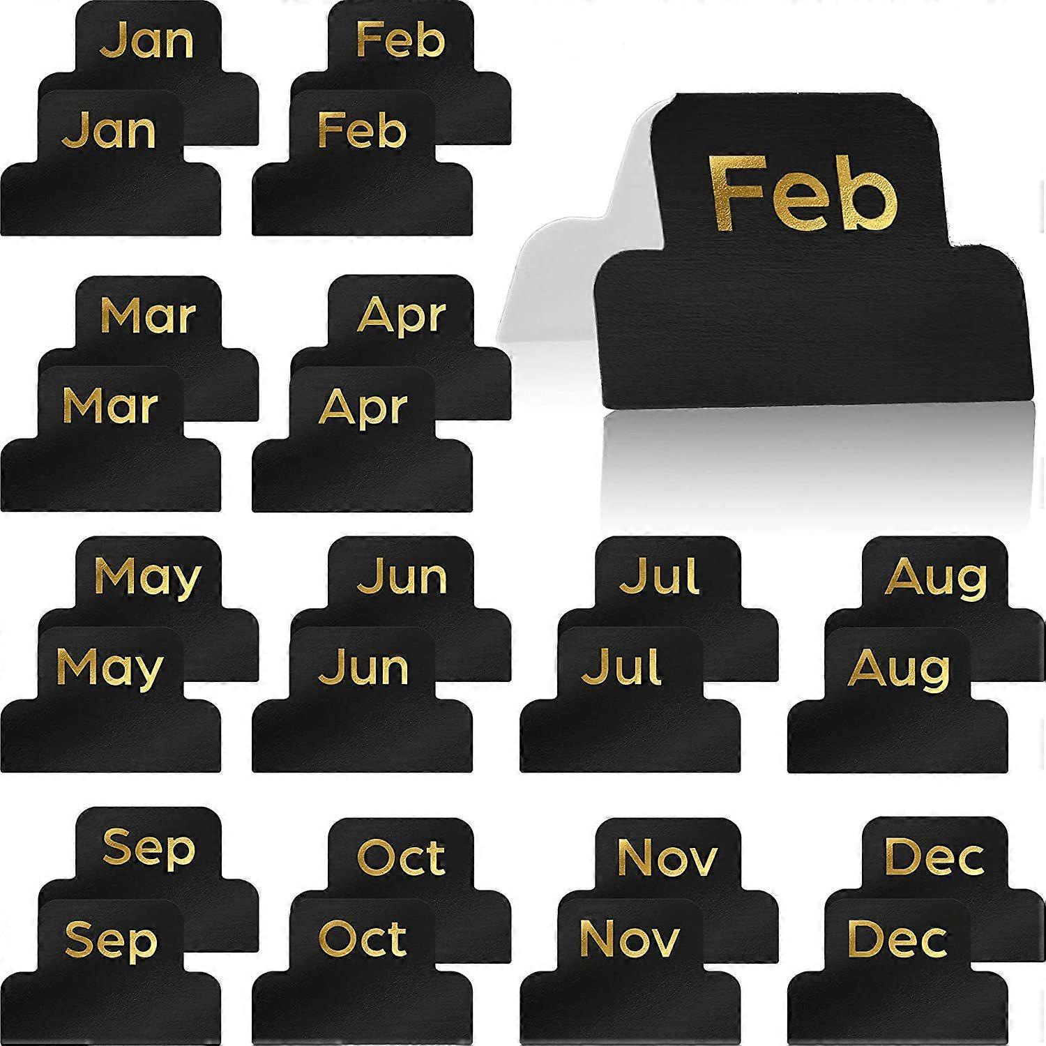 24pcs Monthly Tab Stickers, Adhesive Month Planner Tabs Calendar Index Tab Labels Stickers for Diary Notebooks Office School Home Supplies