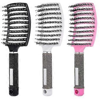 3 Pieces Vented Detangling Hair Brush Boar Bristle Curved Hair Brush Detangling