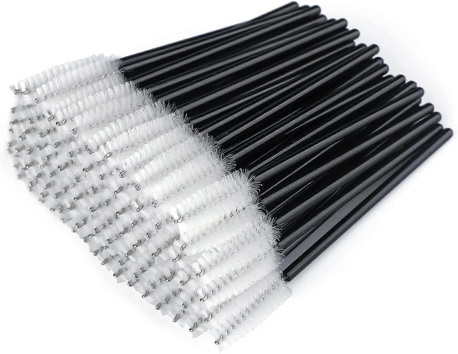 100 PCS Disposable Eyelash Brushes  Makeup Tool (Black and White)