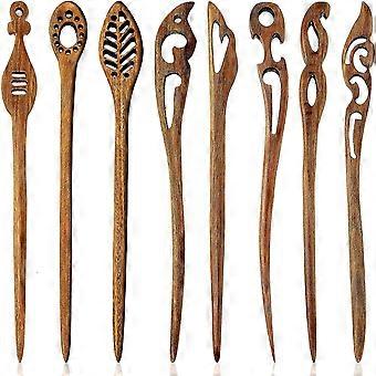 8 Pieces Wooden Hair Sticks Japanese Hair Chopstick
