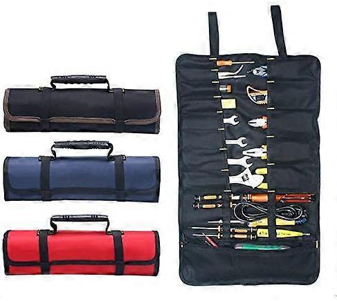 Tools Bag BE-TOOL 22 Pockets 600D Oxford Canvas Tool Roll Up Bag Big Tote Carrier Organizer, Easy Storage & Portable Best for Craftwork Handymen Repai