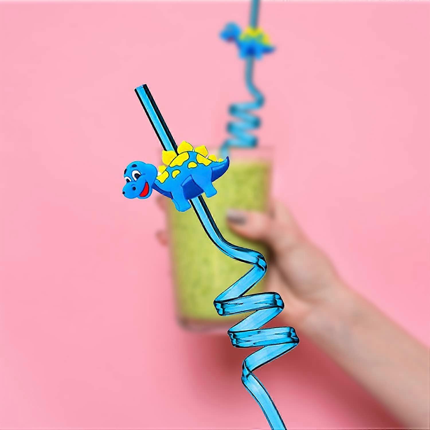 Reusable Drinking Straws Dinosaur Plastic Straws Pack of 8