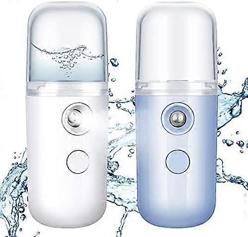 2 pezzi 30ml Mini umidificatore facciale portatile (bianco e blu)