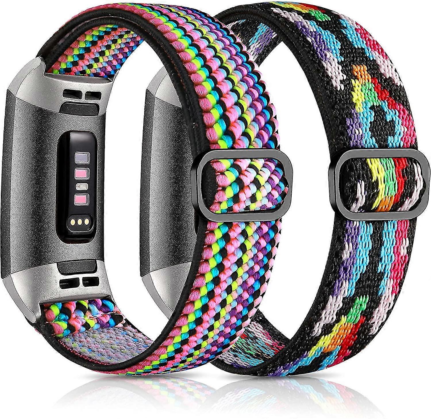 Compatible For Fitbit Charge 3 Bands/fitbit Charge 4 Bands, Adjustable Stretch Breathable Nylon Fabric Pattern Replacement Strap For Fitbit Charge 3 B