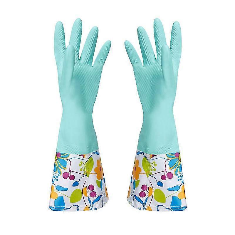 Gants de lavage de vaisselle d’hiver, imperméable en caoutchouc latex épais style plus velours, lave-vaisselle de cuisine, lavage des vêtements