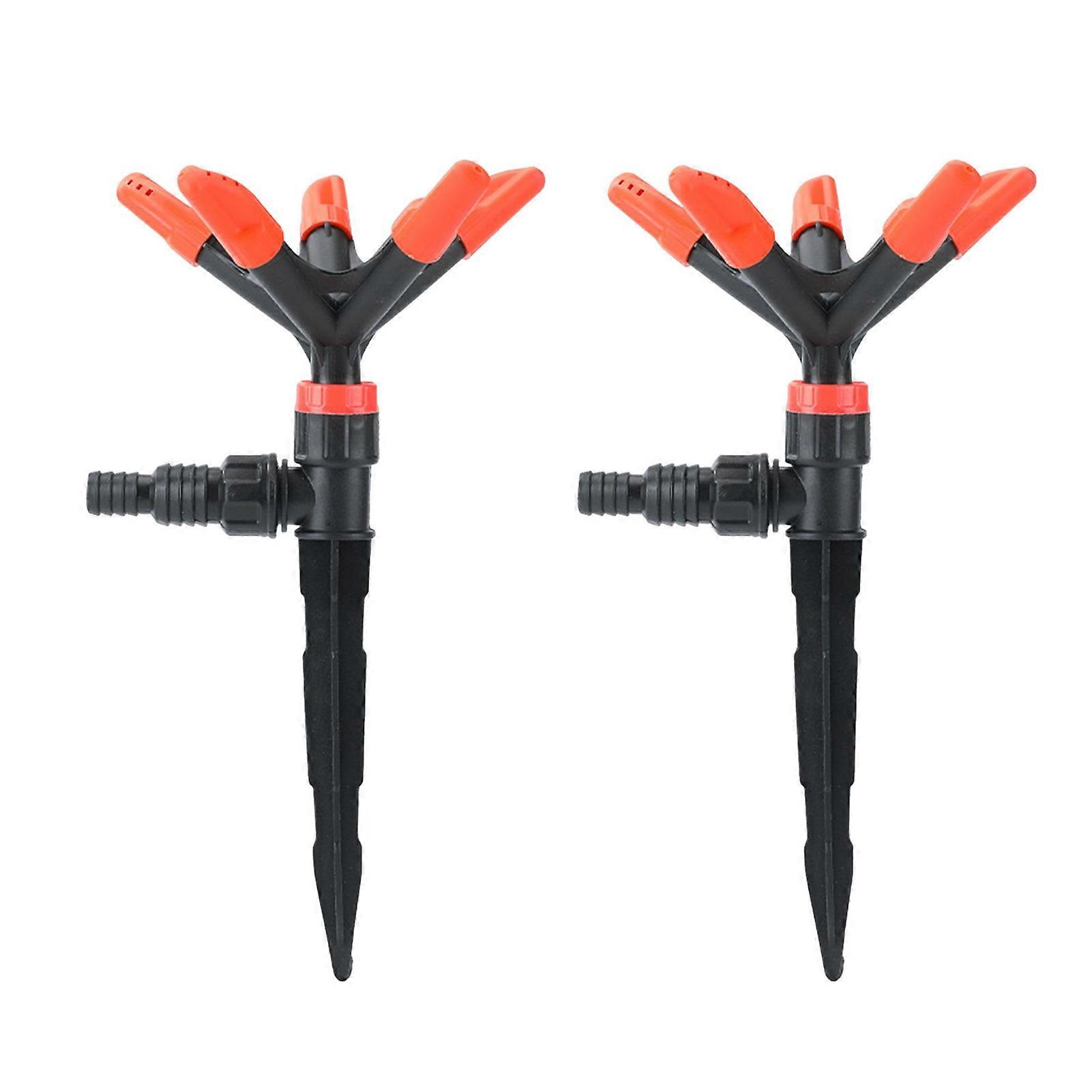 2 Pcs Irrigation Sprinklers 360 Degree Rotation 5-in-1 Large Coverage Area 5 Arm Automatic Irrigation Adjustable Angle Yard Lawn Greenhouse Vegatable