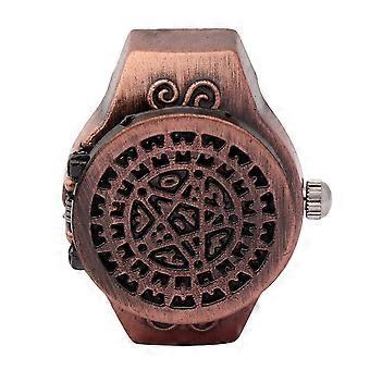 Finger Ring Watch Flip Up Cover Vintage Finger Quartz Ring Watch for Men Male(Red )
