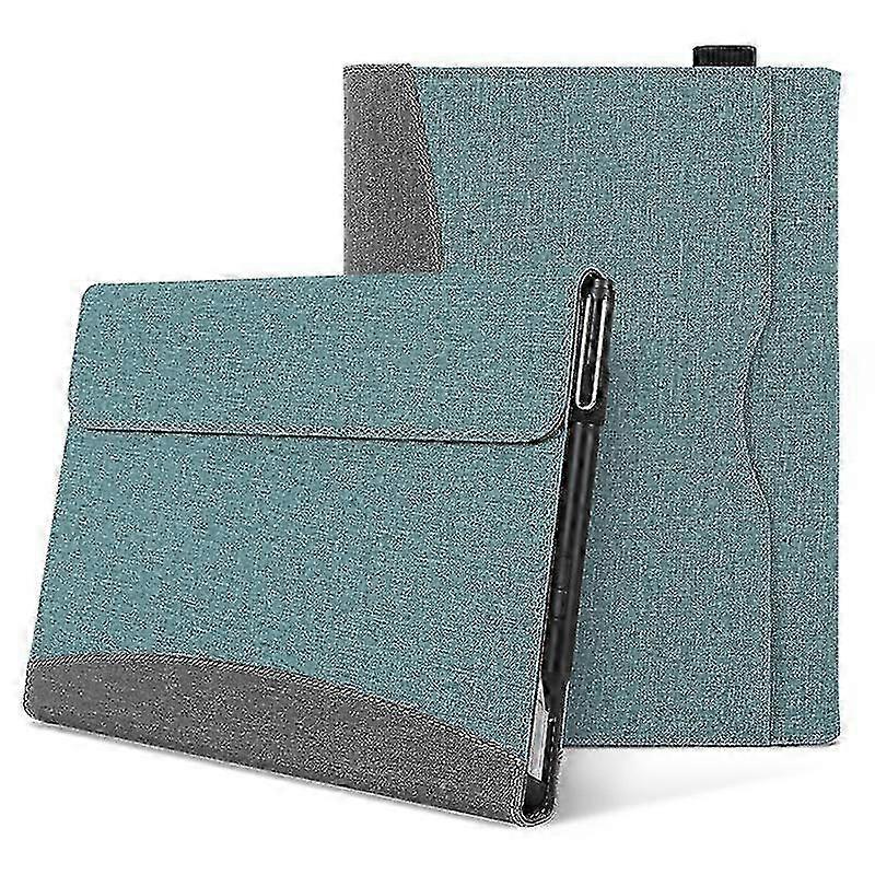 For Microsoft Surface Pro 10/9/8 Case Stand Wallet Function Laptop Leather Cover - Grey+Blue