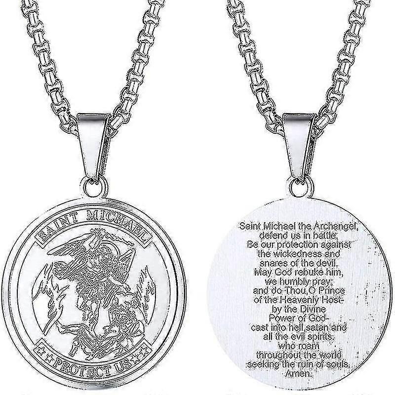 Mens 925 Sterling Silve Angel Saint Michael Pingente St.michael Colar - 22 polegadas de alta qualidade