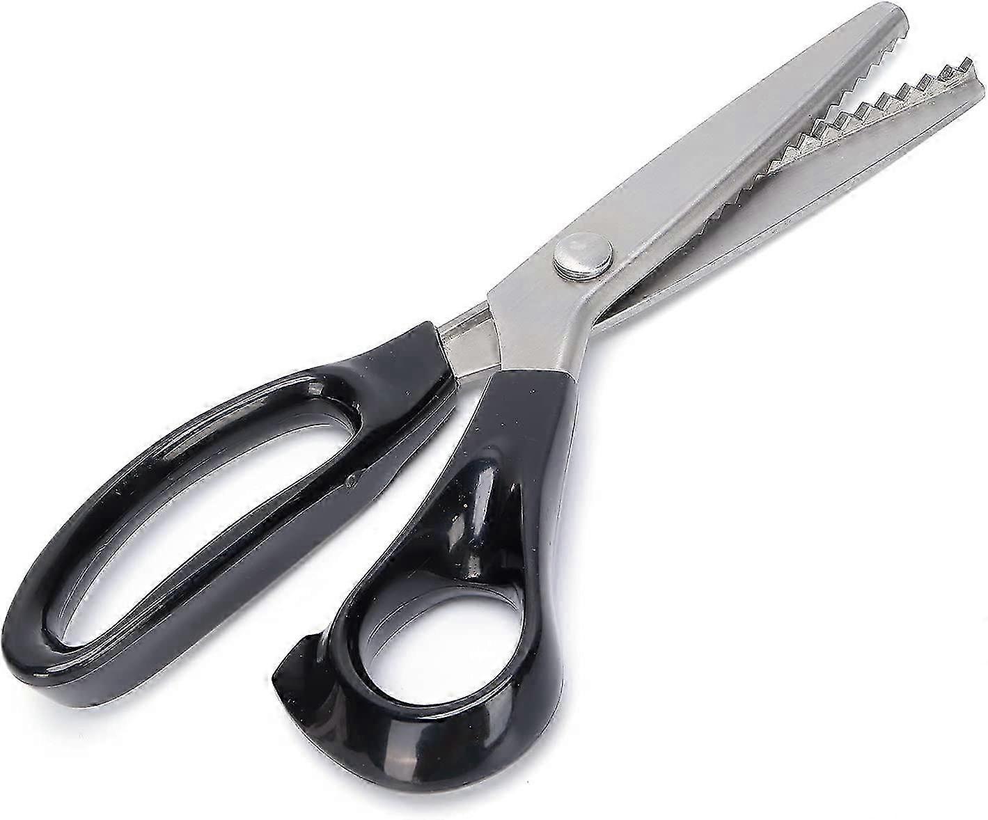 Wavy Serrated Scissors Handheld Stainless Steel Sewing Scissors (Black) (1pcs)