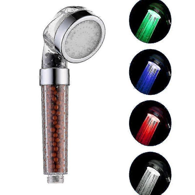 Temperature Control Glowing Shower Head Handheld High Pressure Water Saving Automatically Shower