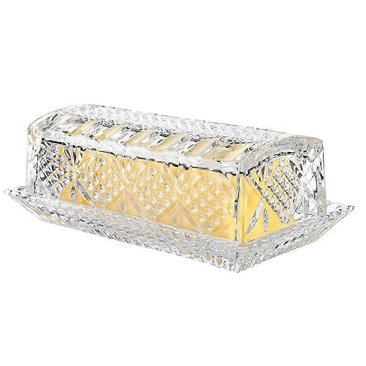 Glass Butter Dish for Countertop Butter Holder Clear Butter Keeper Container Plate Covered Keeper Holder Serving Cheese
