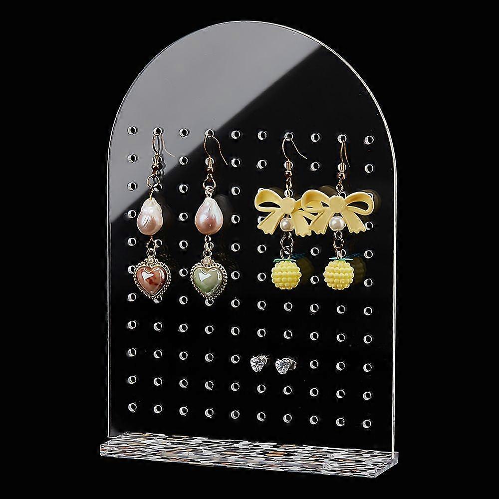 Arch Transparent Acrylic Earring Display Organizer Stands Tabletop Earring Display Holder Leopard Print Pattern 3x12.6x17.8cm