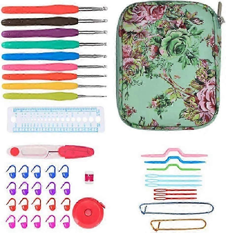 Crochet Hook Set, 9pcs 2-6mm, Scissors Storage Bag Sewing Tools