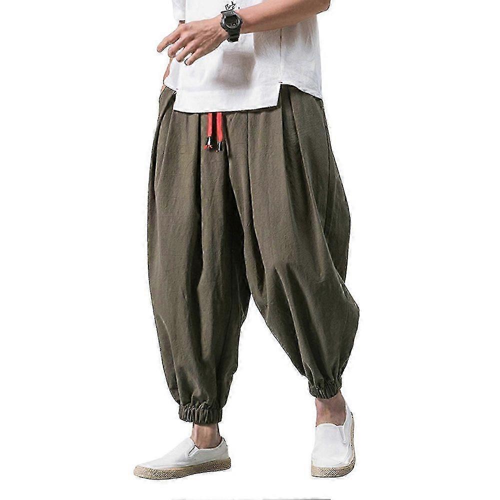 Men Harem Pants Ankle-banded Solid Color Elastic Waist Loose Deep Crotch Daily Wear Soft Casual Plus Size Men Pants Men Clothes