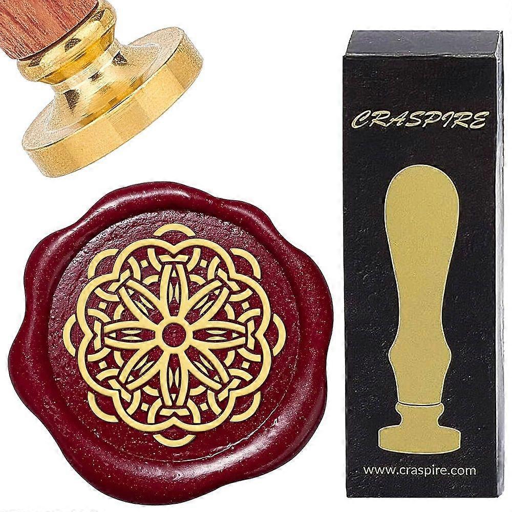 1Set Brass Wax Seal Stamps with Rosewood Handle for DIY Scrapbooking Trinity Knot 25mm