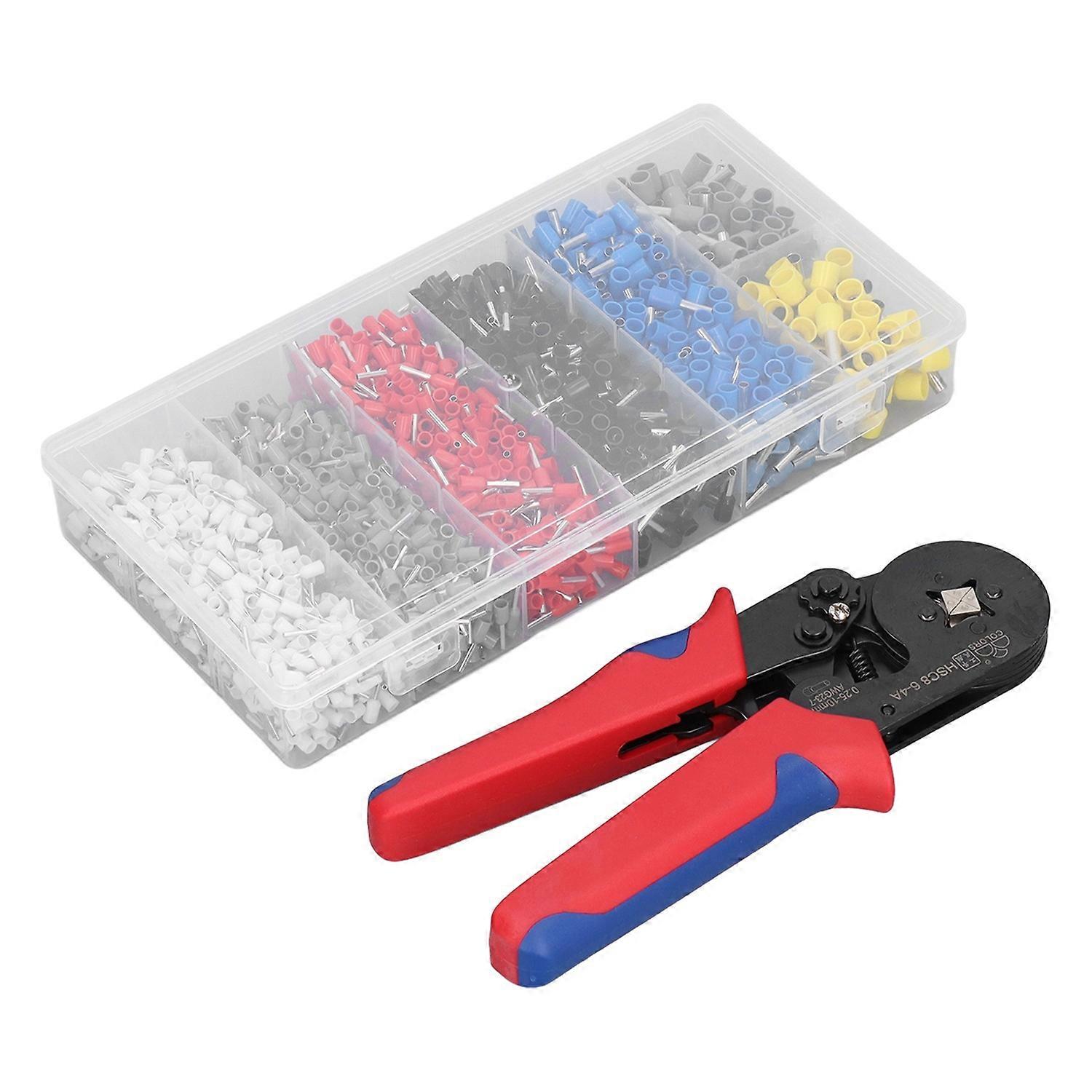 1900Pcs/Set Hex Crimping Plier Set Copper PVC Iron Wire End Ferrules for Machinery 0.25‑10mm²