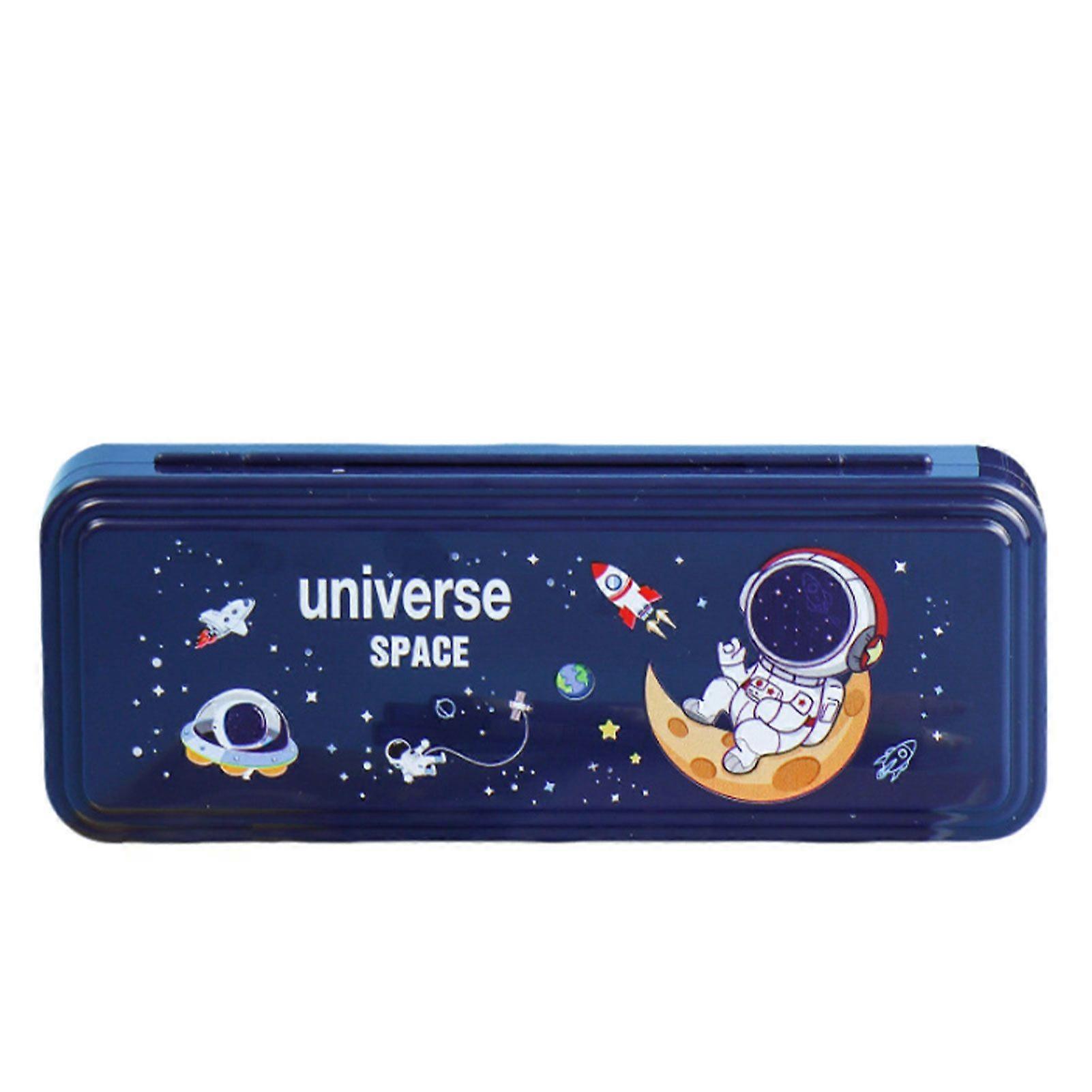 Portable Pencil Case with Lock Personalized Cartoon Pattern Lightweight Stationery Organiser with 4 Pencil