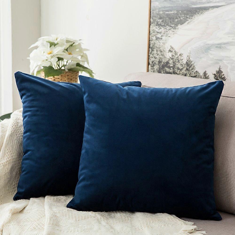 Velvet Soft Square Pillowcase Set of 2, 18x18 Inch for Sofa and Bedroom, Plush Decorative Cushion Cover