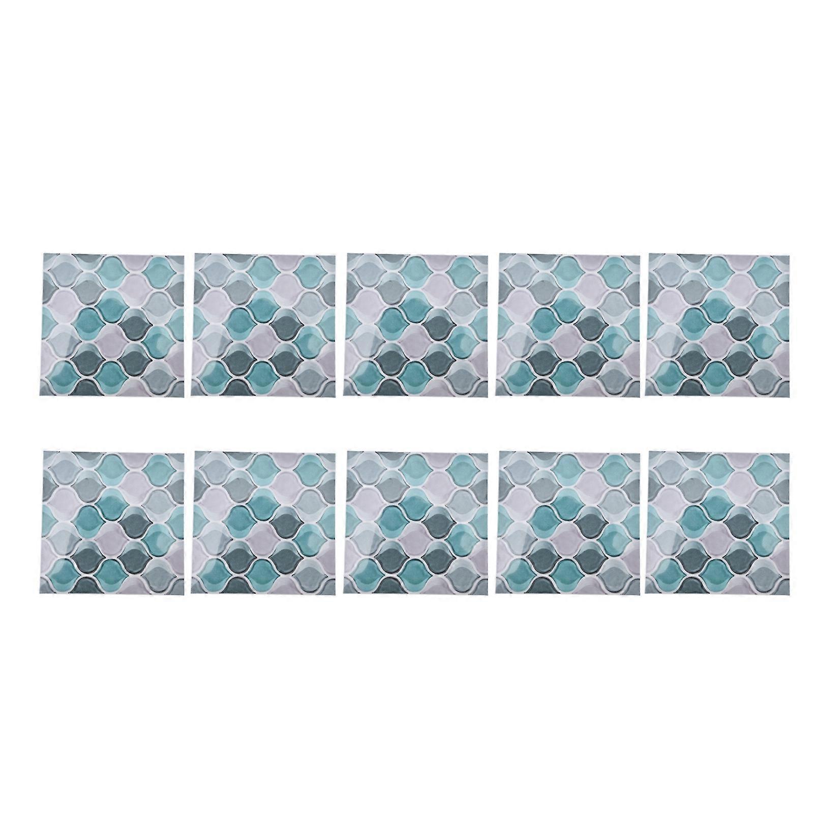 10pcs Tile Stickers Comfortable Touch Convenient Practical DIY Making Interesting Decorative Wallpaper for Cabinets