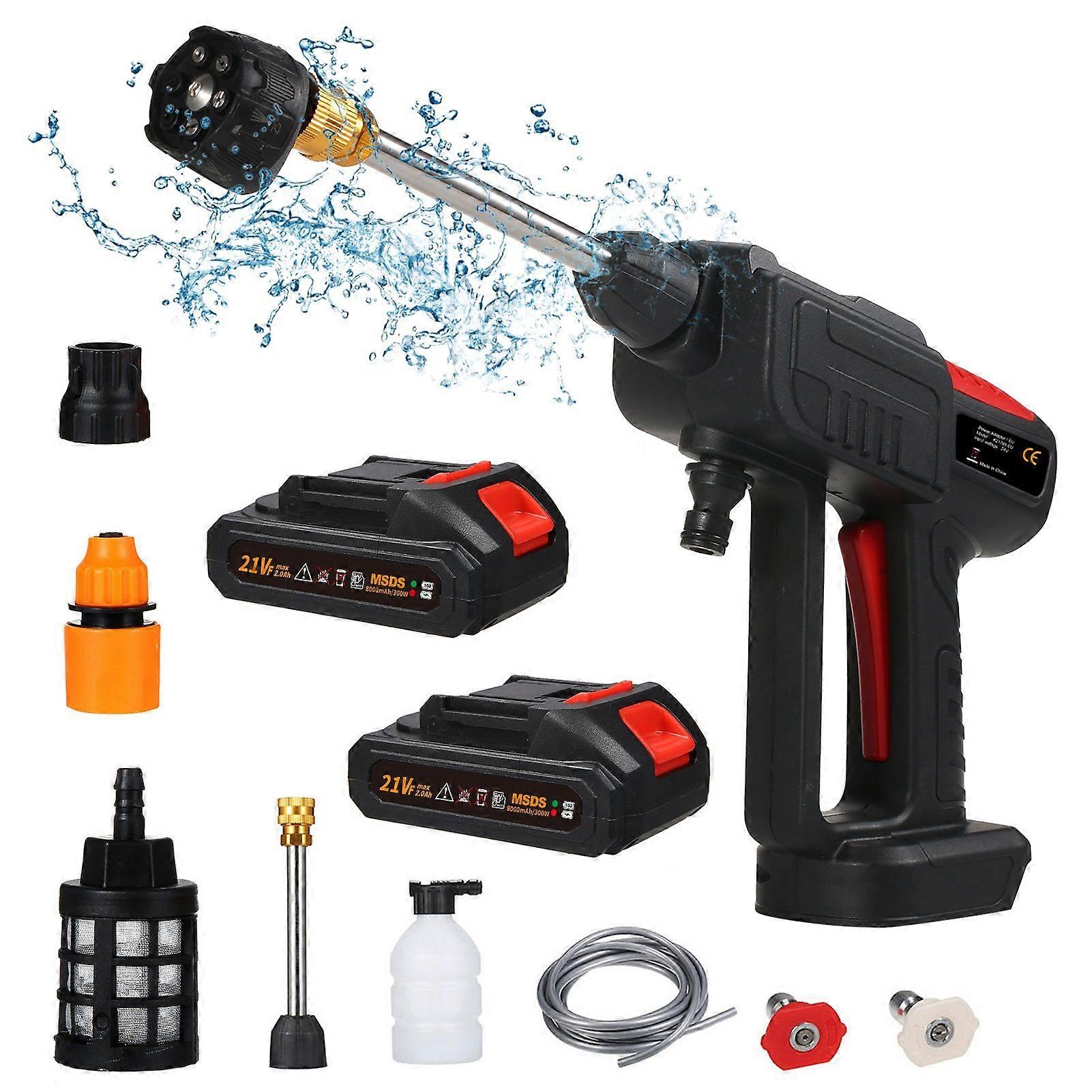 High Pressure Car Washer 300W Faucet Self Priming Multifunctional Cordless Car Washer with 6 in 1 Nozzle for Home Garden Vehicle MK8866