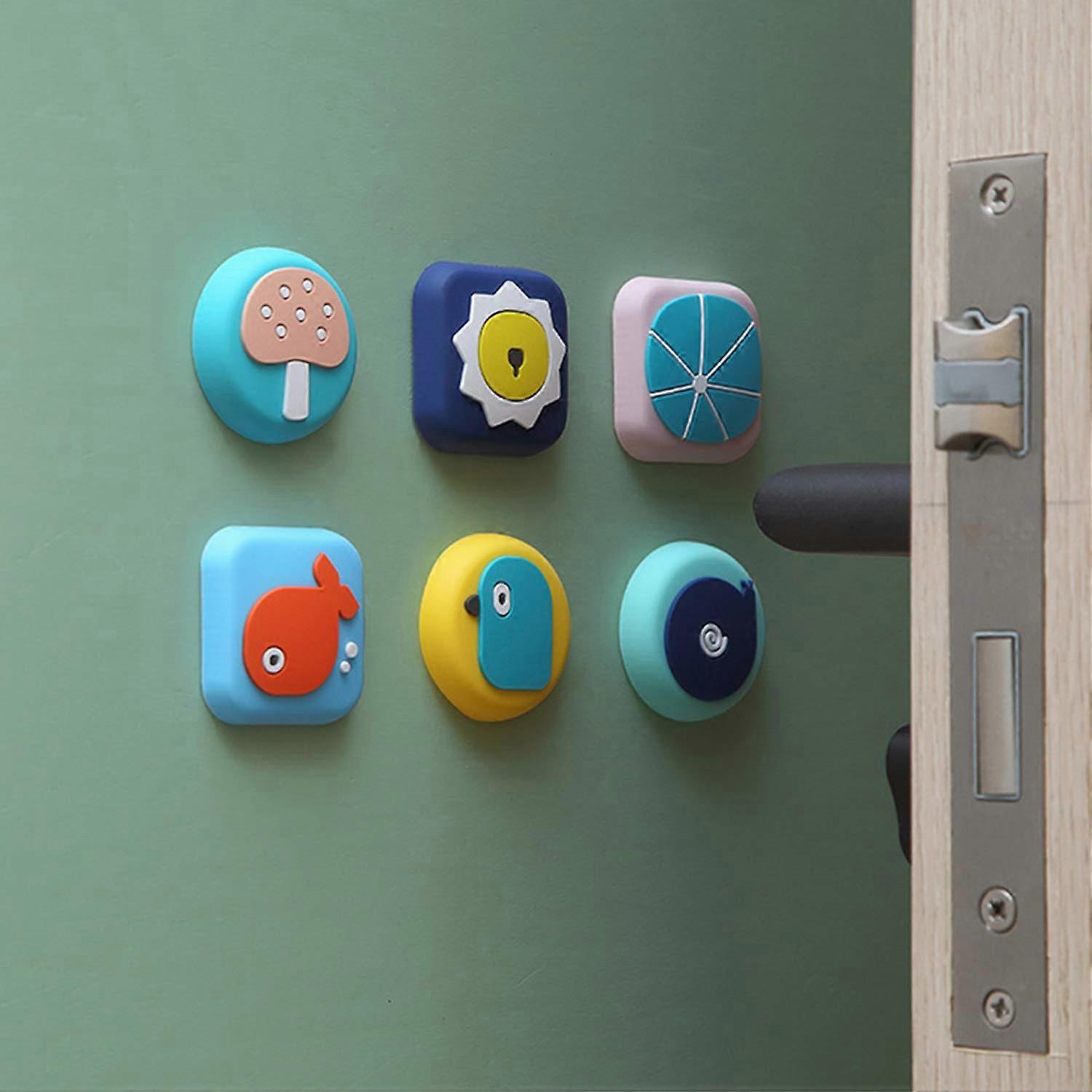 6-Pack Soft Rubber Door Stoppers - Adhesive Wall Protectors for Doors and Cabinets, Easy Install, Multi-Use, Gray